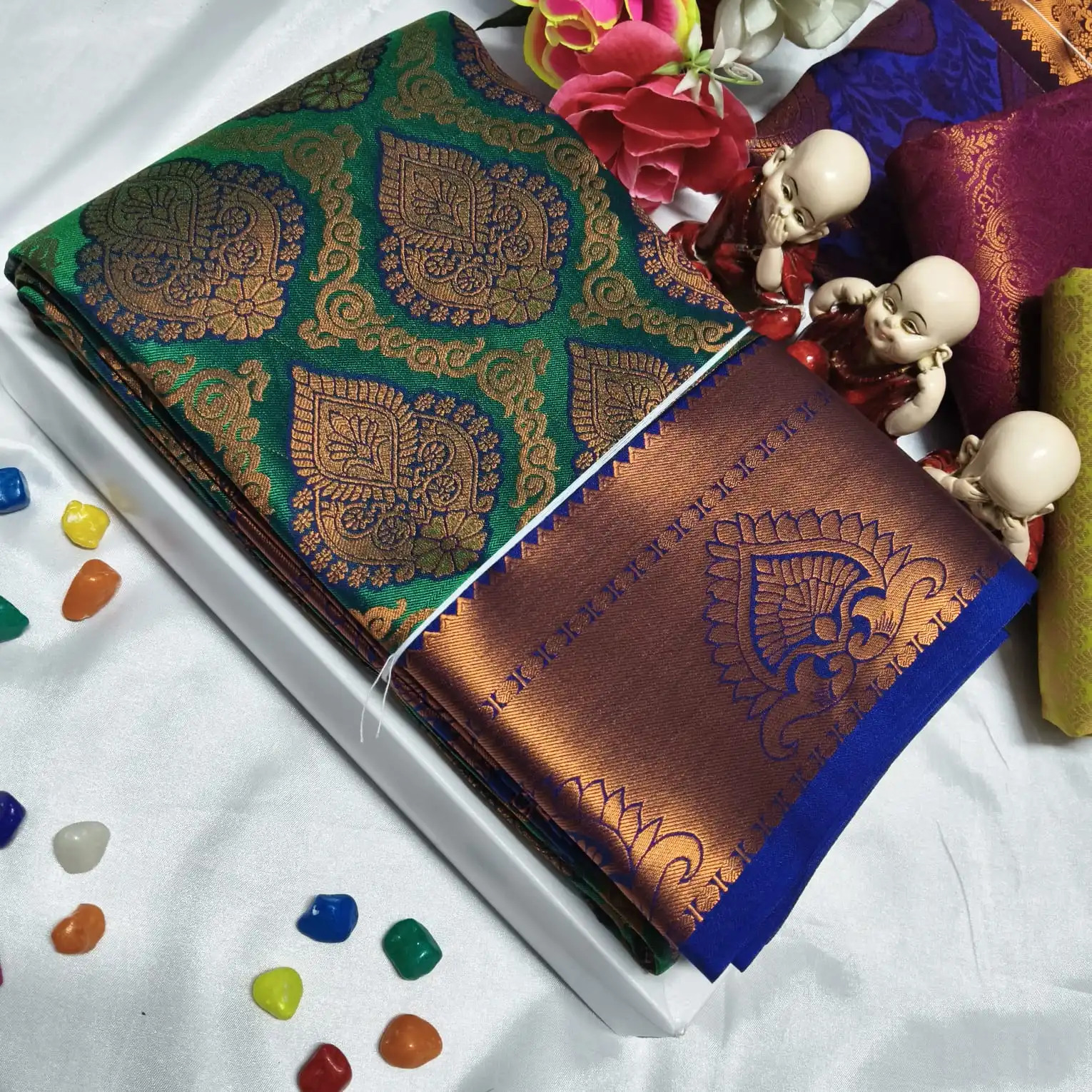 Vastharakala Grand Peacock Motif Brocade Soft Silk Saree